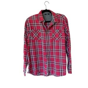 Wrangler Men’s Large Red Plaid Flannel Western Workwear Button Down‎ Shirt